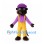 Otter Mascot Costume with Purple Cap Shirt and Yellow Suspender Pants