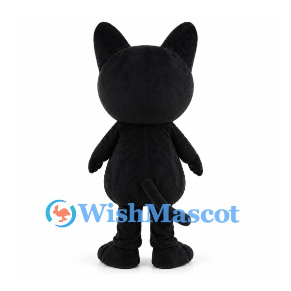 Black Cat Mascot Costume with Wide White Grin