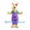 Kangaroo Mascot Costume with Purple Overalls and Green Shirt