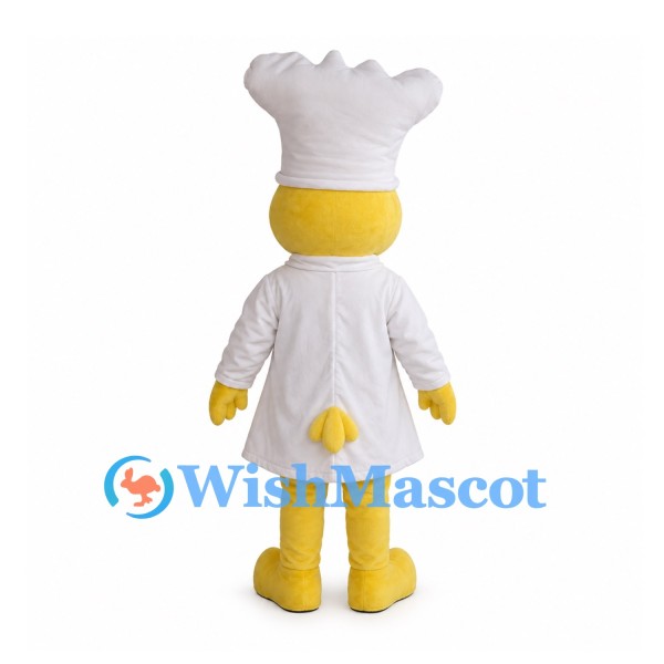 Chicken Chef Mascot Costume with Tall White Hat and Red Scarf