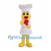 Chicken Chef Mascot Costume with Tall White Hat and Red Scarf