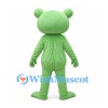 Green Frog Mascot Costume with Large Round Eyes and Webbed Feet