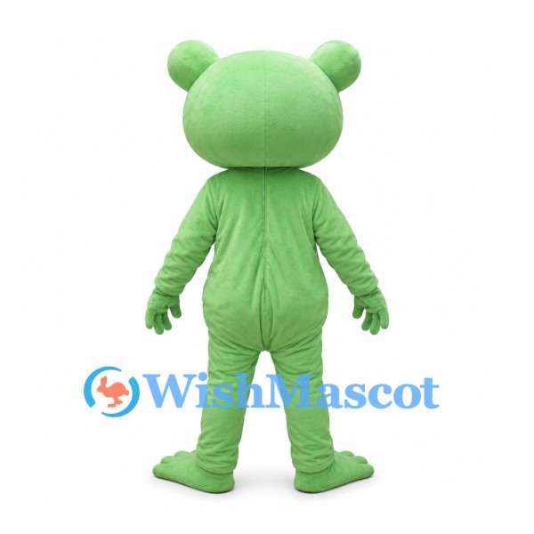 Green Frog Mascot Costume with Large Round Eyes and Webbed Feet