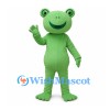 Green Frog Mascot Costume with Large Round Eyes and Webbed Feet