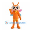 Orange Butterfly Mascot Costume with Pink Blue Wings and Yellow Belly