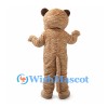 Brown Bear Mascot Costume with Wavy Striped Fur and Cream Face