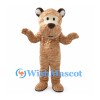Brown Bear Mascot Costume with Wavy Striped Fur and Cream Face