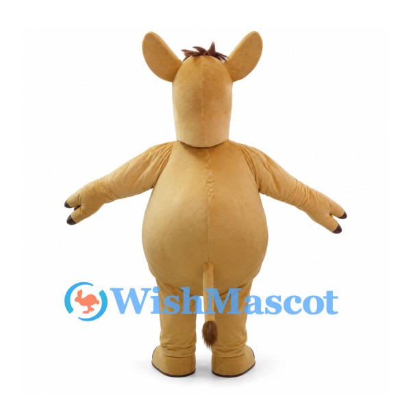Horse Mascot Costume with Tan Body and Brown Mane