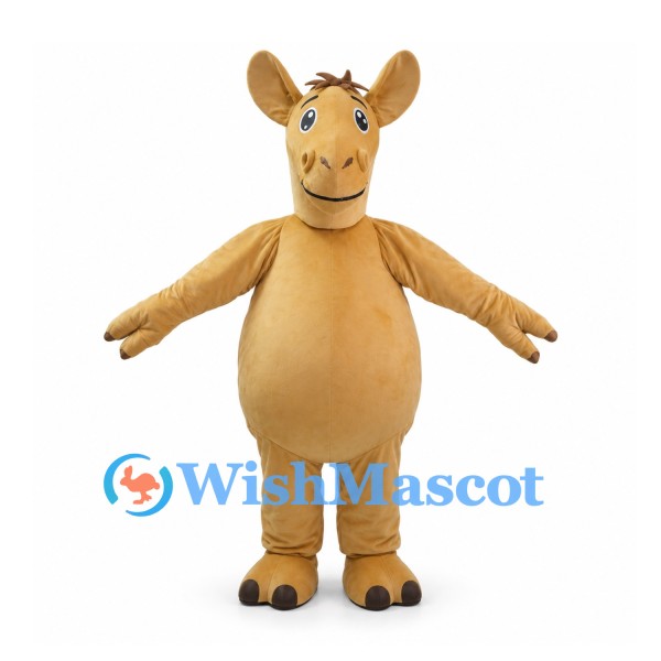 Horse Mascot Costume with Tan Body and Brown Mane