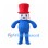 Snowman Mascot Costume with Red Top Hat and Blue Body