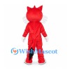 Red Cat Mascot Costume with White Cheeks and Blue Eyes