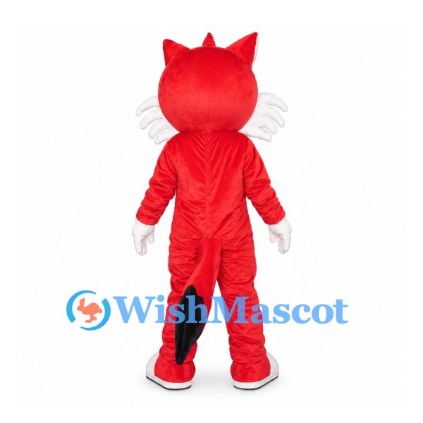 Red Cat Mascot Costume with White Cheeks and Blue Eyes
