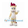 Horse Mascot Costume with Cream Body and Magenta Mane