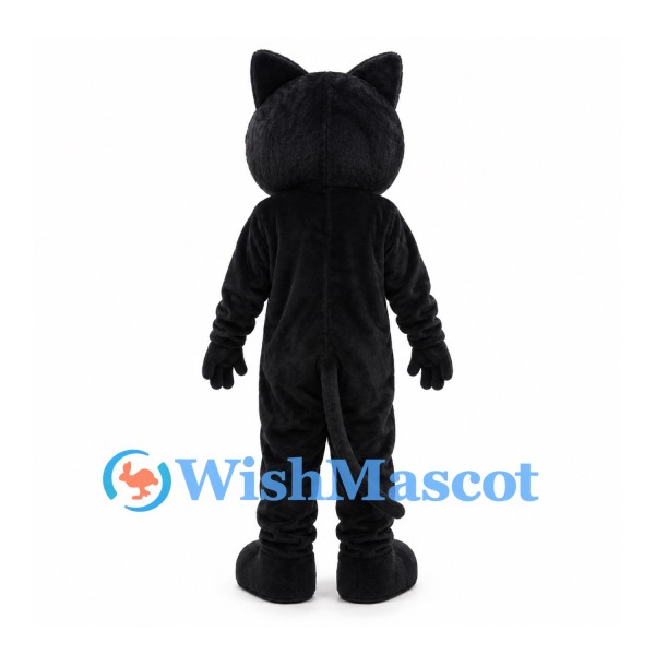 Black Cat Mascot Costume with Blue Eyes and White Whiskers
