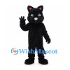 Black Cat Mascot Costume with Blue Eyes and White Whiskers
