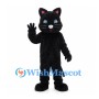 Black Cat Mascot Costume with Blue Eyes and White Whiskers
