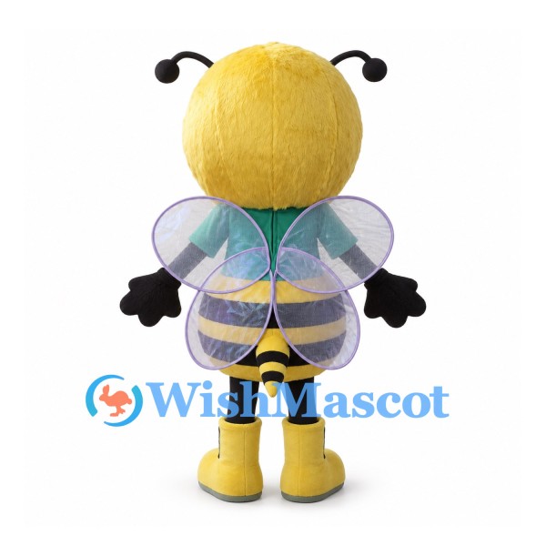 Bee Mascot Costume with Green Shirt and Yellow Lace-Up Boots