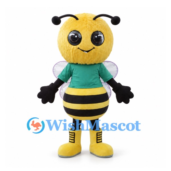 Bee Mascot Costume with Green Shirt and Yellow Lace-Up Boots
