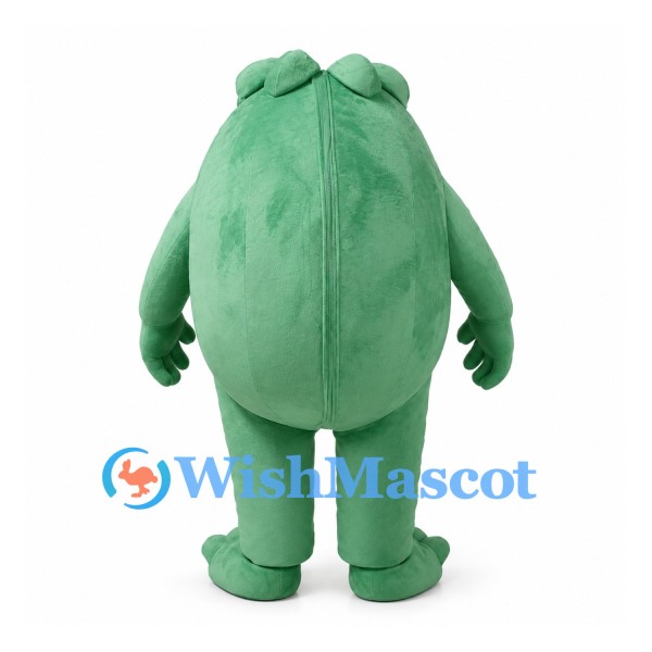 Green Leafy Vegetable Mascot Costume with Smiling Face