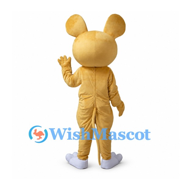 Golden Mouse Mascot Costume with Round Ears and White Belly