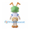 Insect Mascot Costume with Green Hair and Blue Striped Shirt