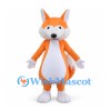 Orange Fox Mascot Costume with White Cheeks and Fluffy Tail