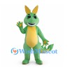 Green Dragon Mascot Costume with Yellow Ears and Tail Spikes