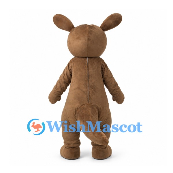 Brown Kangaroo Mascot Costume with Cream Pouch and Long Tail