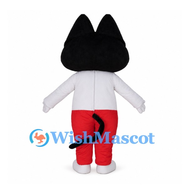 Black and White Cat Mascot Costume with Red Pants