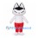 Black and White Cat Mascot Costume with Red Pants