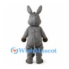 Gray Donkey Mascot Costume with Long Ears and Tooth Grin