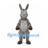 Gray Donkey Mascot Costume with Long Ears and Tooth Grin