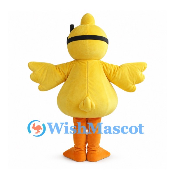 Yellow Duck Mascot Costume with Black Swim Goggles