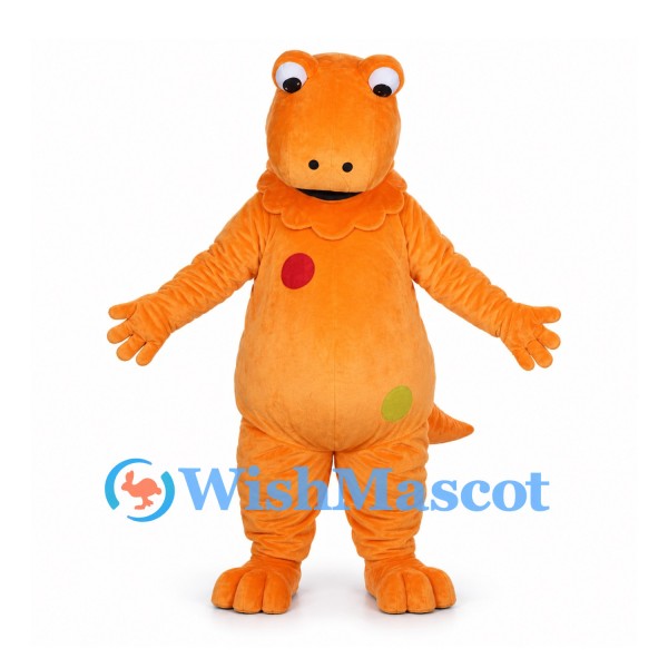Orange Dinosaur Mascot Costume with Colored Belly Spots