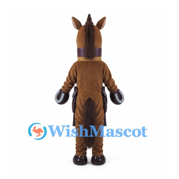 Brown Horse Mascot Costume with Dark Mane and Hoof Gloves