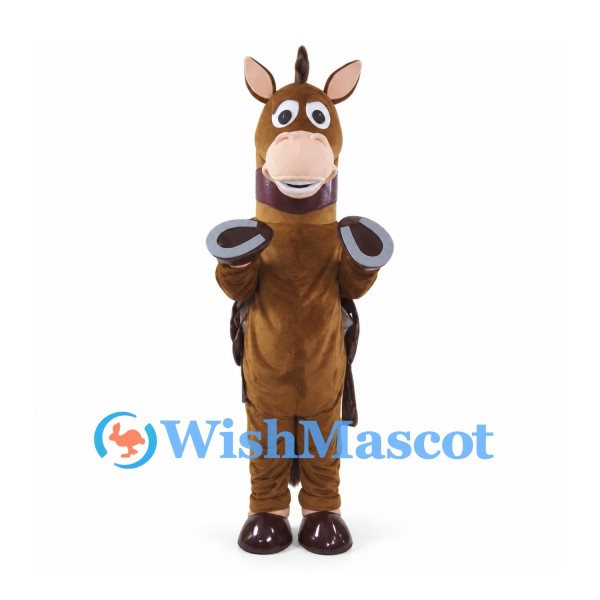 Brown Horse Mascot Costume with Dark Mane and Hoof Gloves
