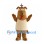 Brown Dog Mascot Costume with Purple Head Bow and Cream Belly