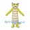 Green Dinosaur Mascot Costume with Striped Belly and Purple Horns