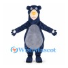 Dark Blue Bear Mascot Costume with Gray Belly and Yellow Nose