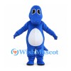 Blue Dinosaur Mascot Costume with White Belly and Long Tail