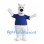 White Dog Mascot Costume with Navy Blue Shirt