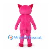 Pink Cat Mascot Costume with Blue Eyes and White Whiskers