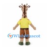Giraffe Mascot Costume with Yellow Scout Shirt and Brown Shorts