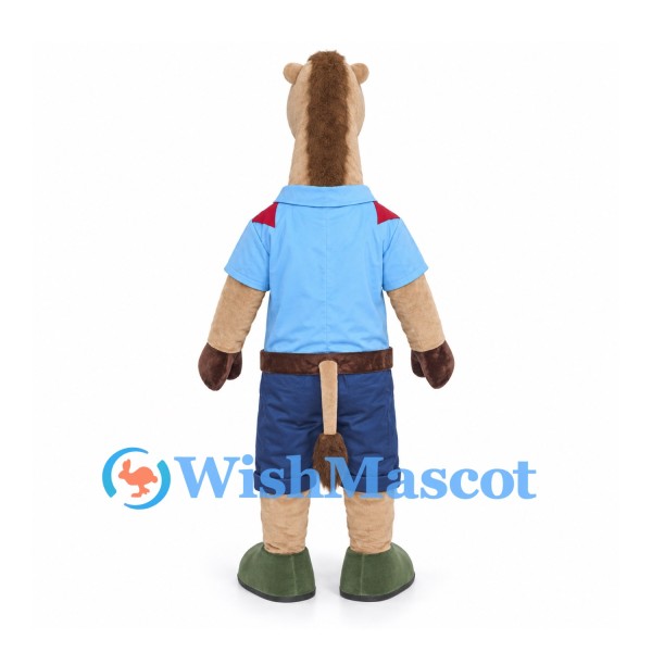 Camel Mascot Costume with Blue Scout Shirt and Red Tie