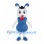 Blue Ant Mascot Costume with Red Bow Tie and Black Hat