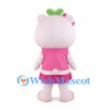 Pink Bear Mascot Costume with Berry Headpiece and Pink Dress