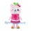 Pink Bear Mascot Costume with Berry Headpiece and Pink Dress