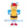 Bee Mascot Costume with Red Cap and Blue Wings