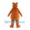 Brown Bear Mascot Costume with Tan Belly and White Head Bow
