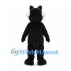 Black and White Wolf Mascot Costume with Blue Eyes and Fangs